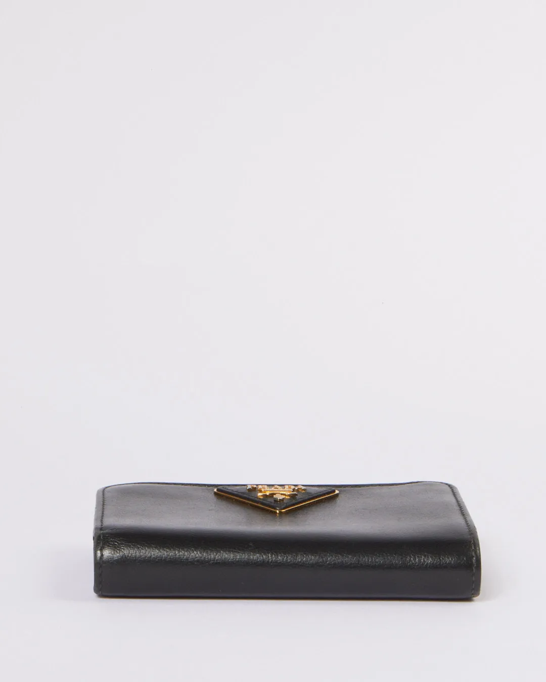 Prada Black Leather Compact Wallet