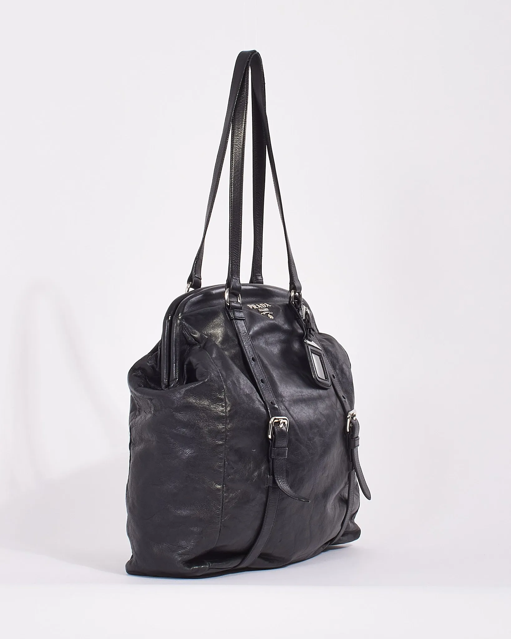 Prada Black Leather Large Doctor Bag