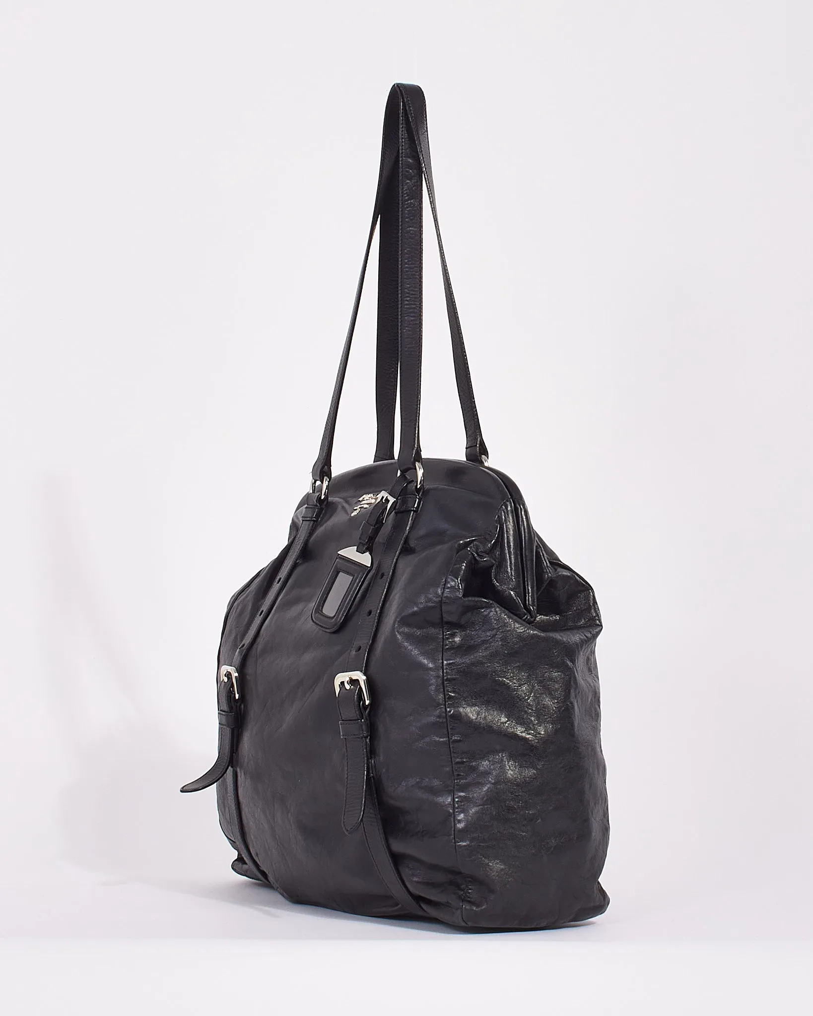 Prada Black Leather Large Doctor Bag