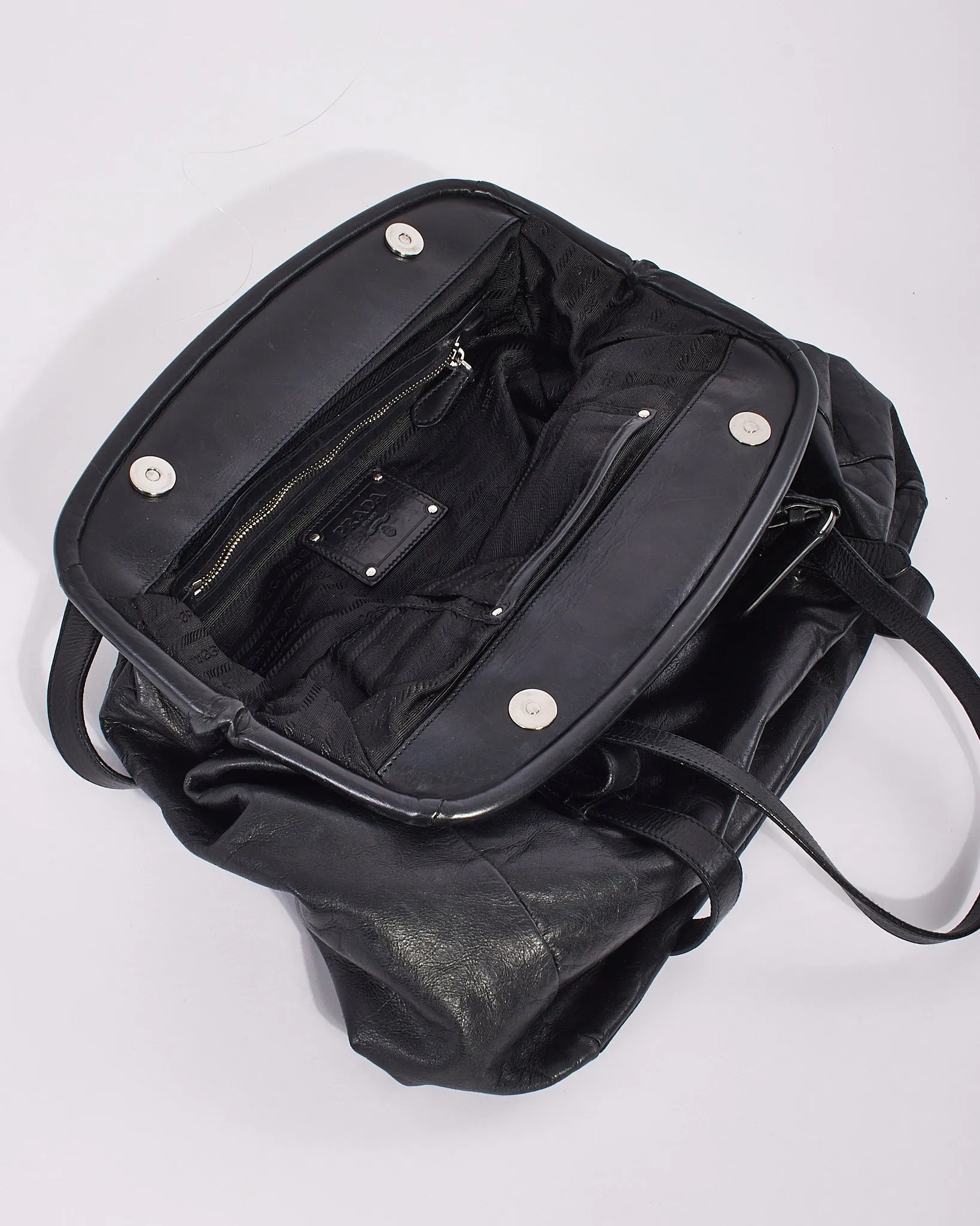 Prada Black Leather Large Doctor Bag