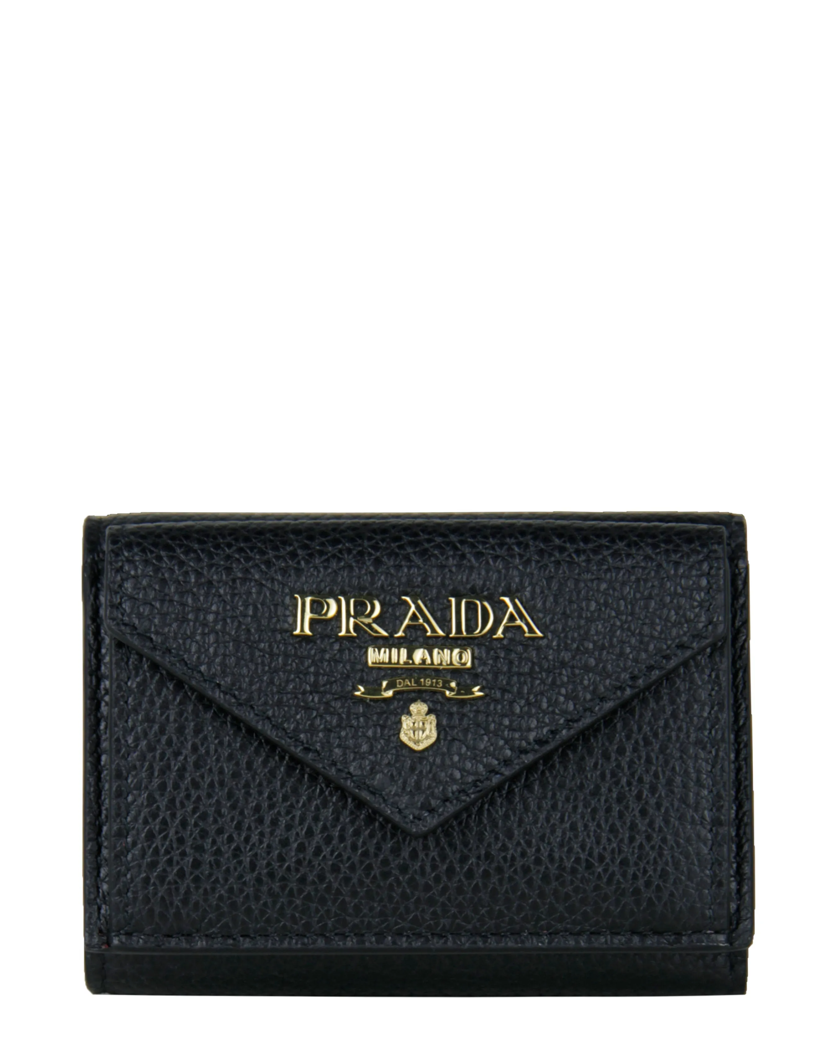 Prada Black/Red Leather Vitello Move Compact Wallet