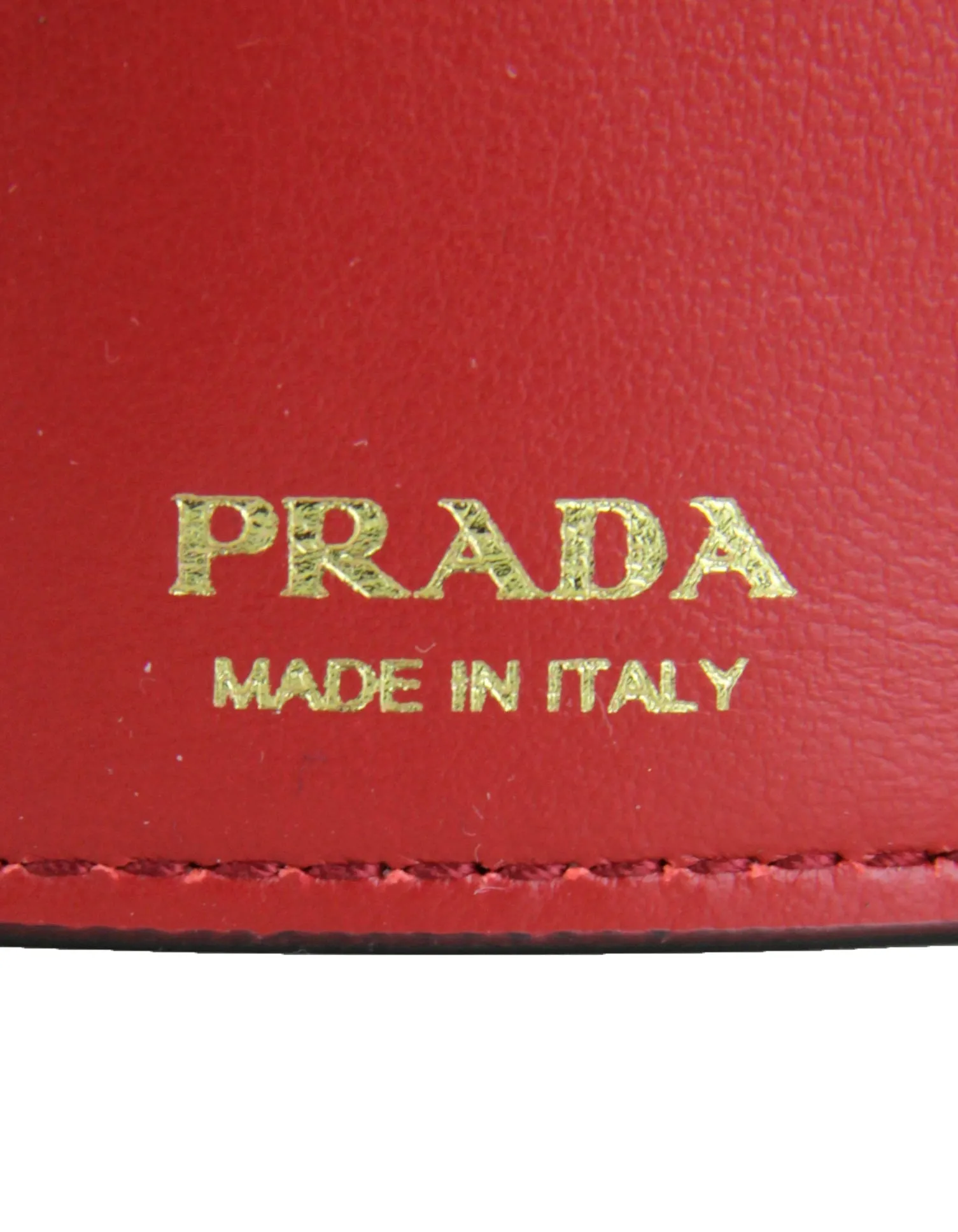 Prada Black/Red Leather Vitello Move Compact Wallet