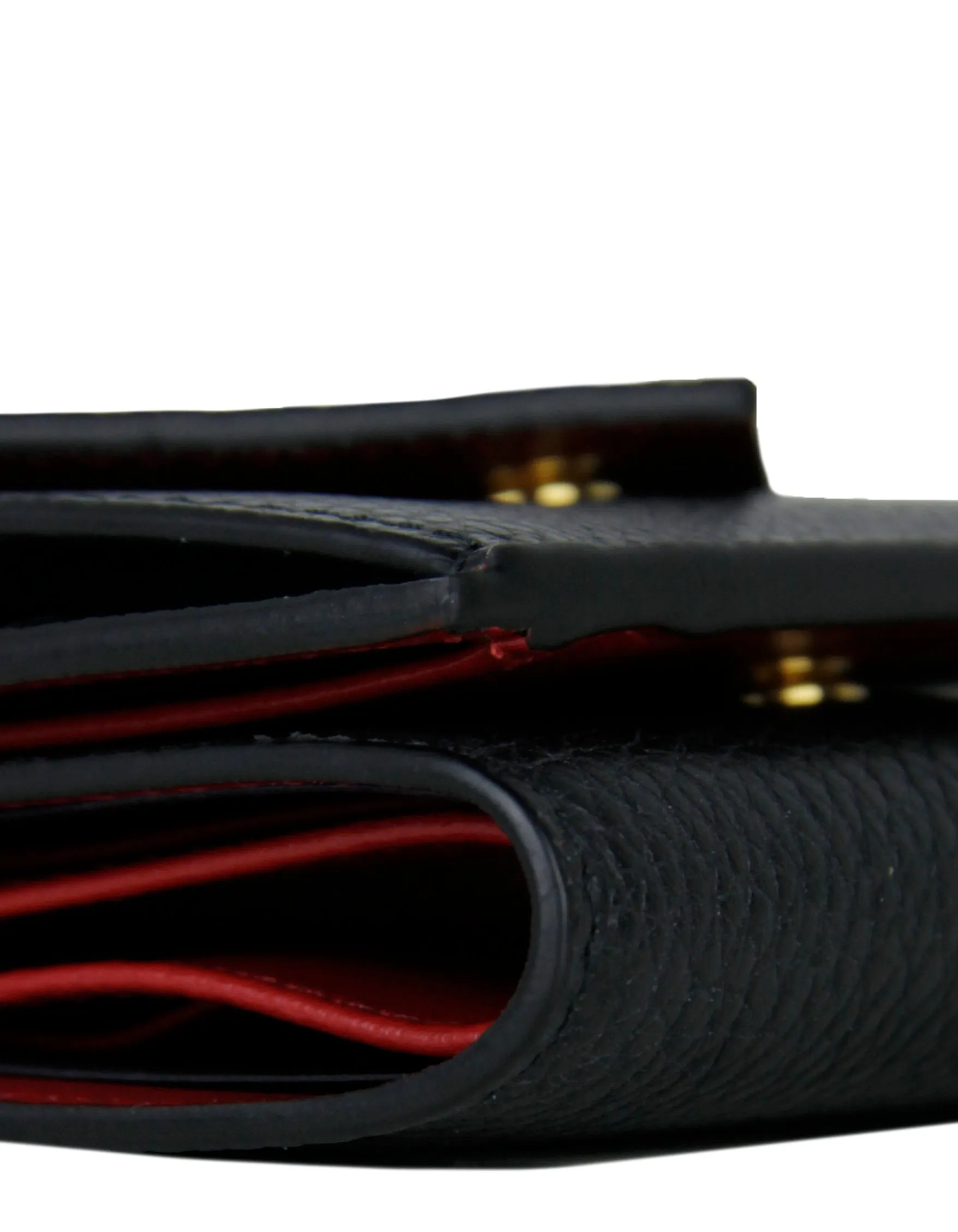 Prada Black/Red Leather Vitello Move Compact Wallet