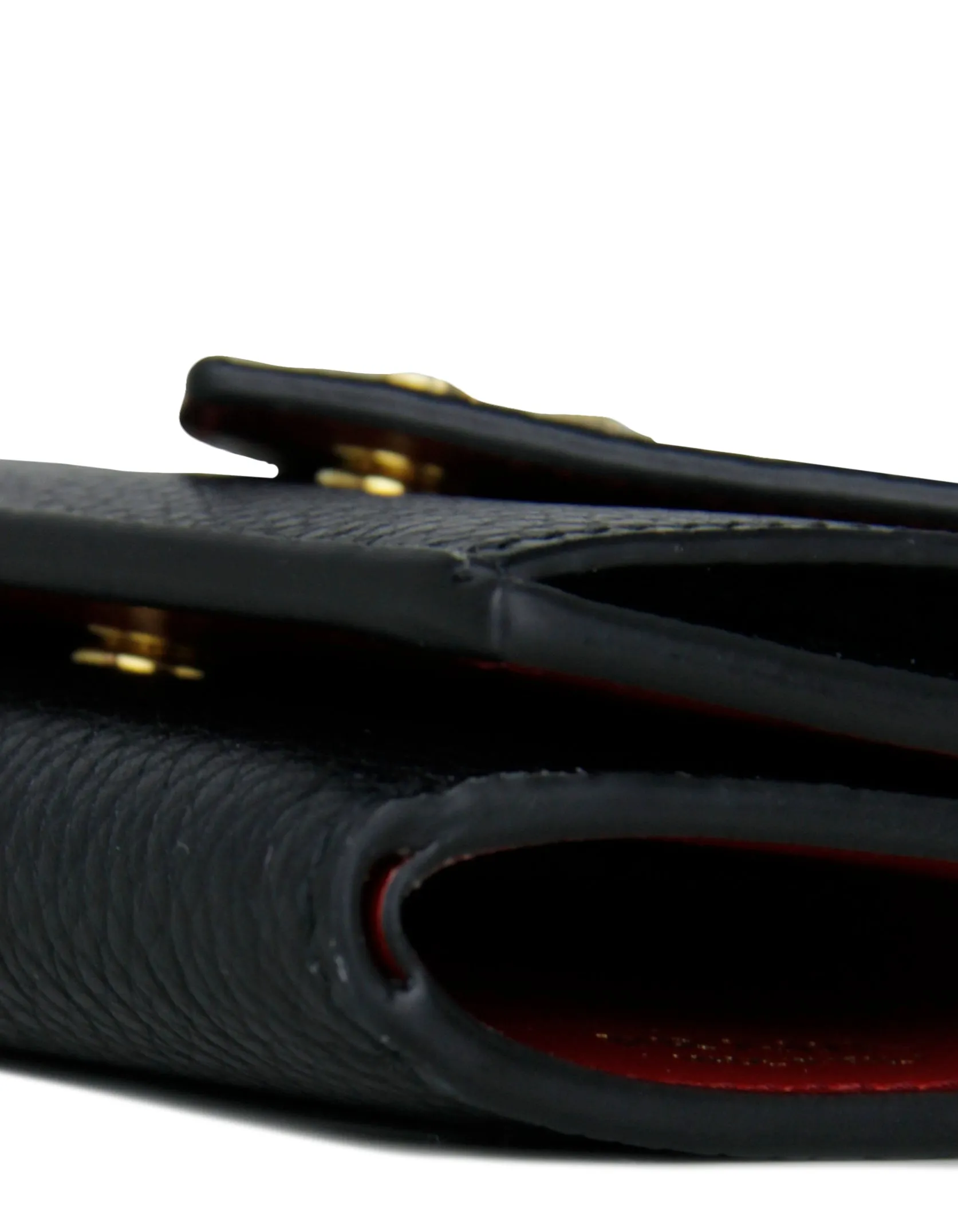 Prada Black/Red Leather Vitello Move Compact Wallet