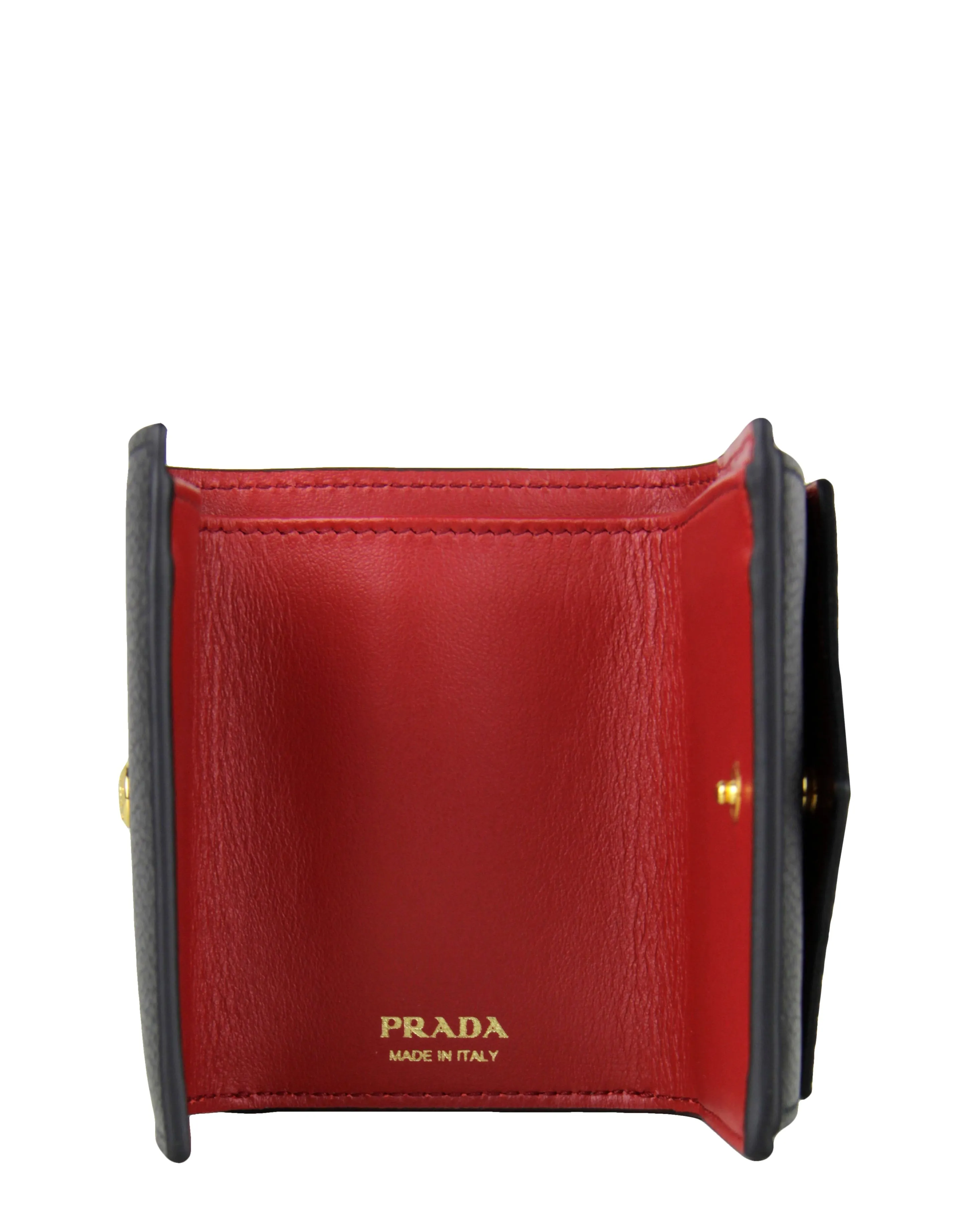 Prada Black/Red Leather Vitello Move Compact Wallet