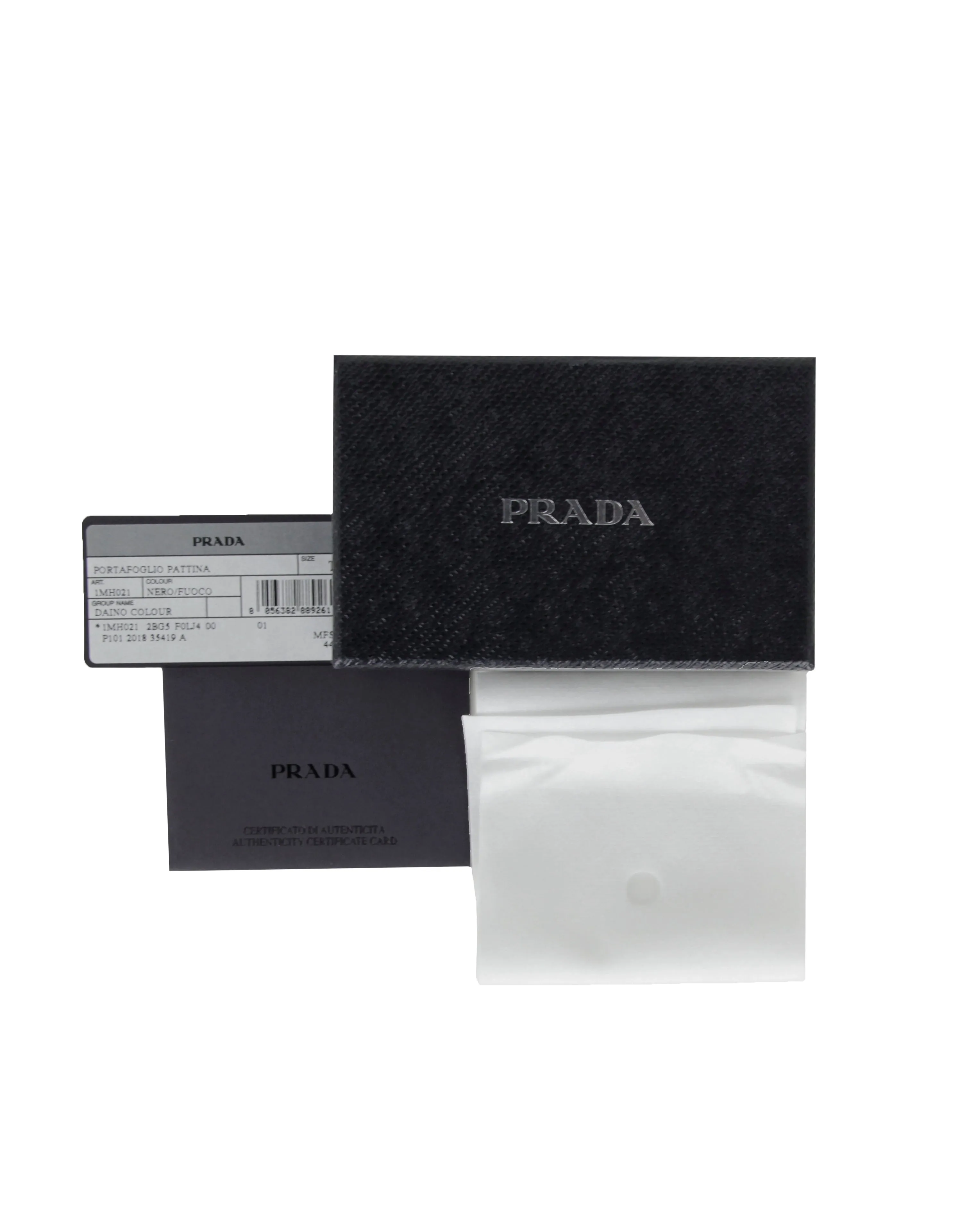 Prada Black/Red Leather Vitello Move Compact Wallet