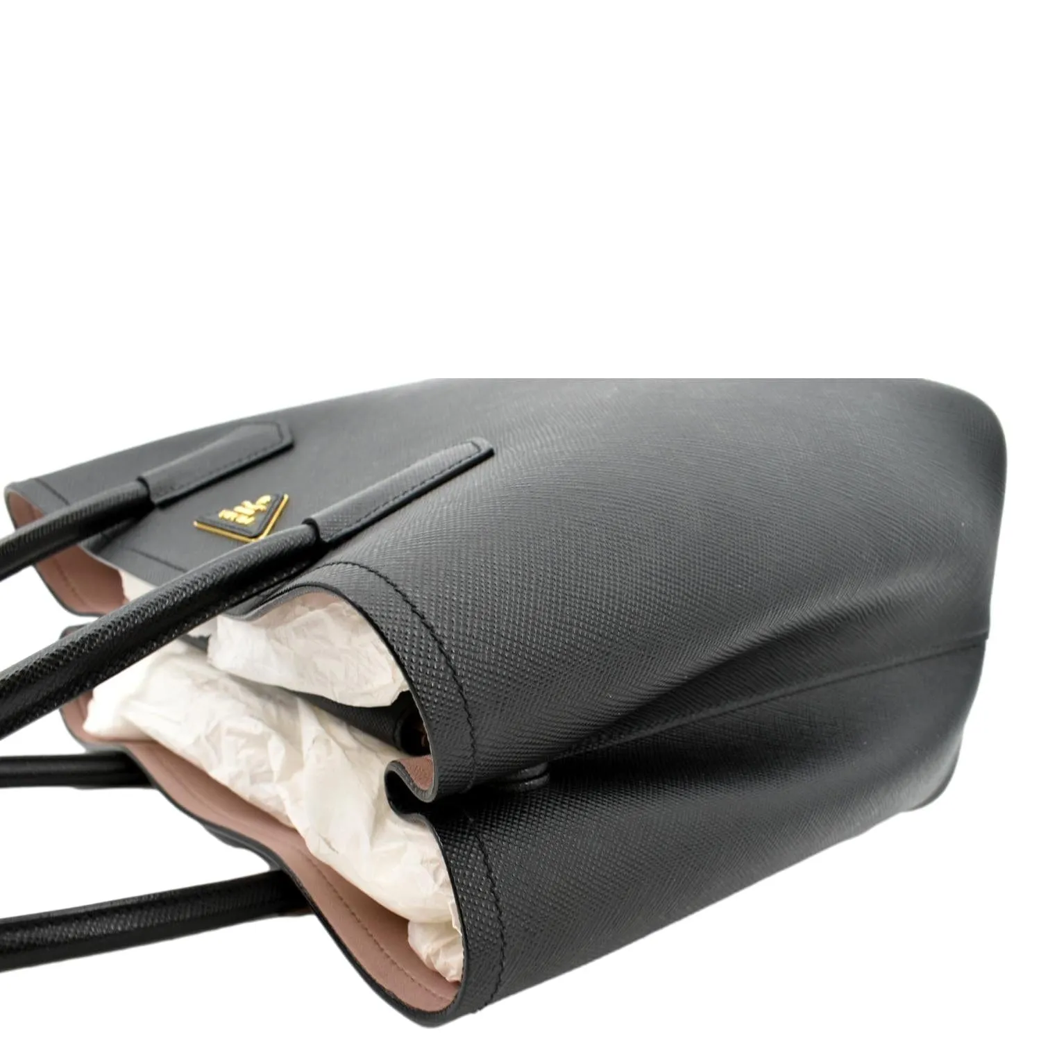 PRADA Medium Double Saffiano Leather Crossbody Bag Black