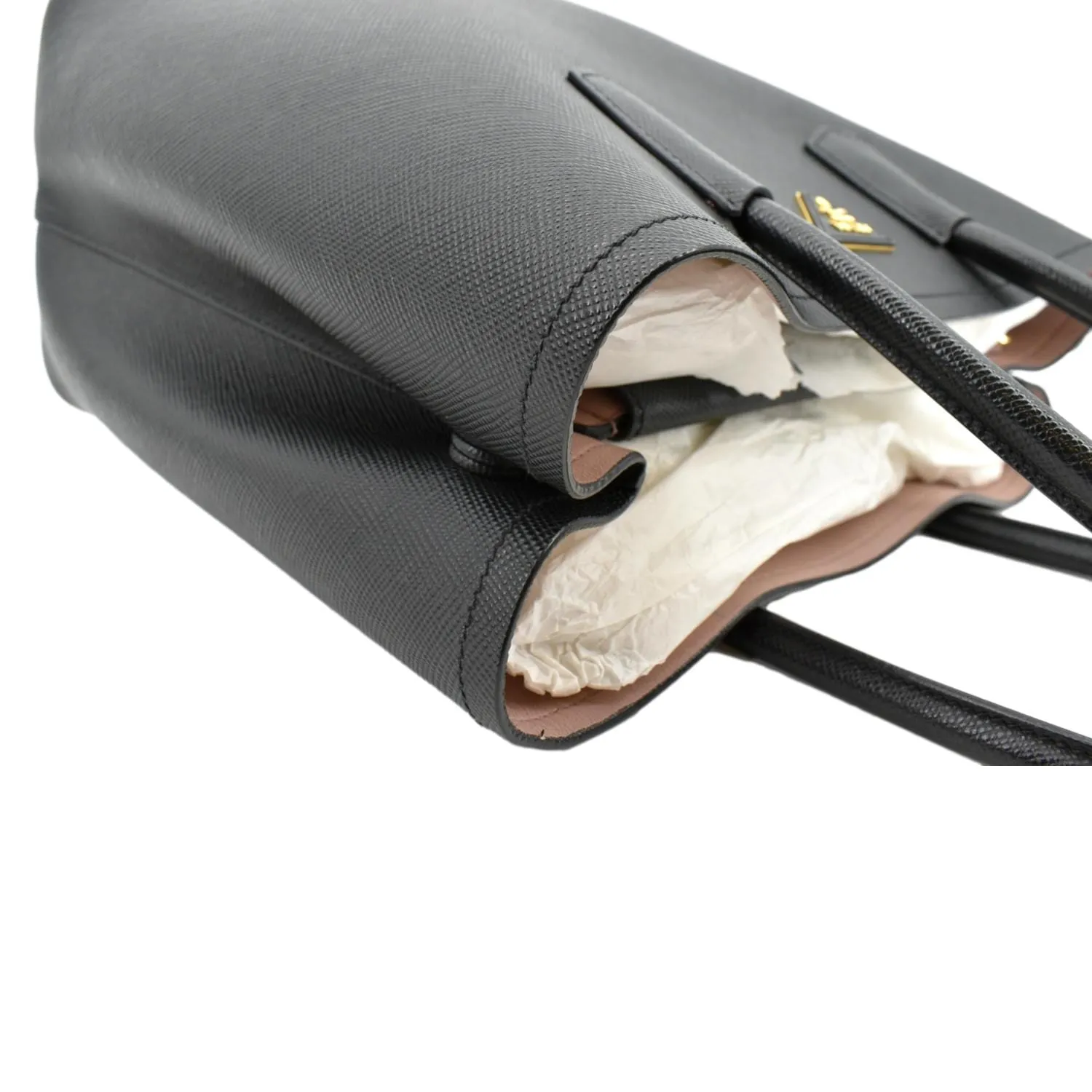 PRADA Medium Double Saffiano Leather Crossbody Bag Black
