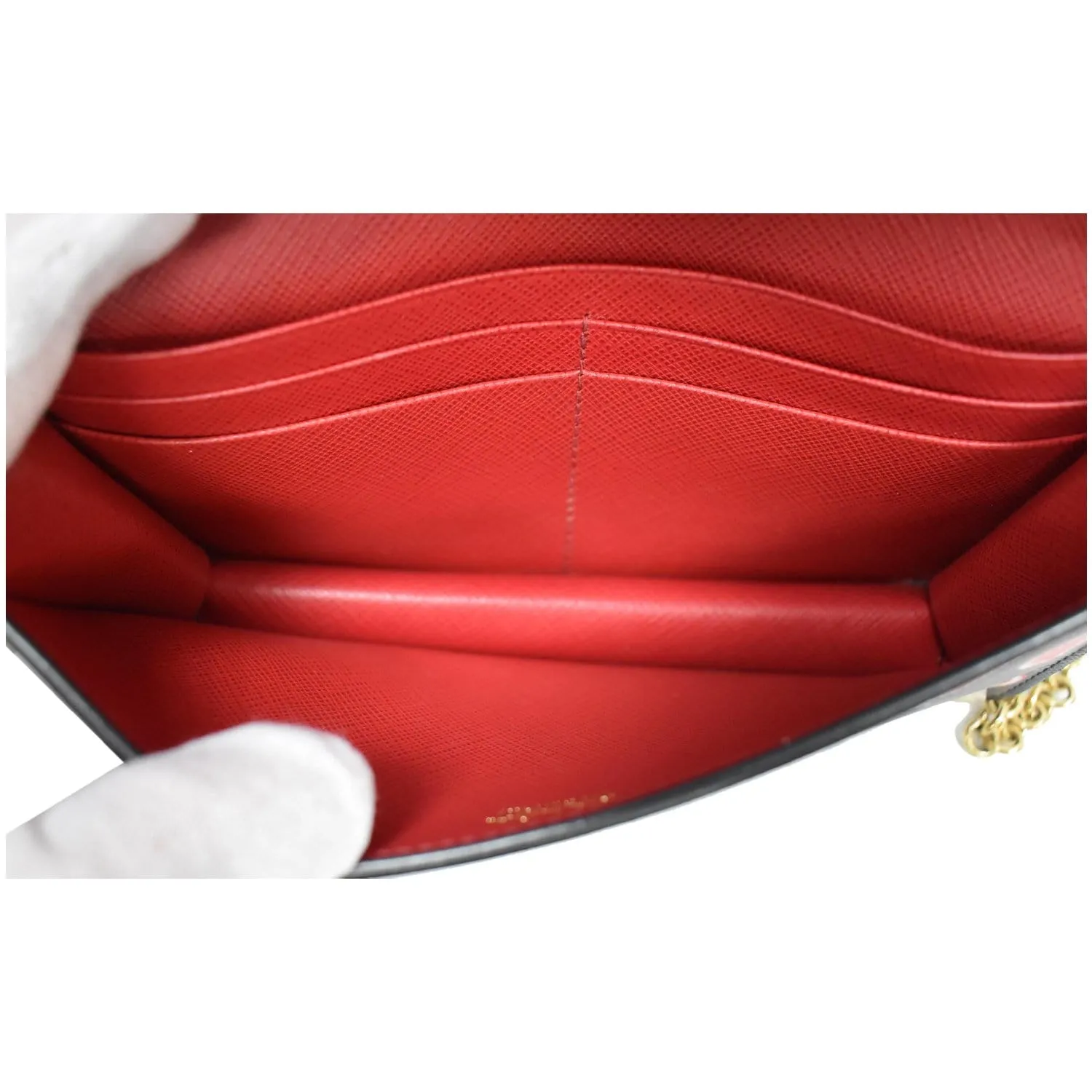 PRADA Saffiano Heart Print Long Leather Wallet on Chain Crossbody Bag Black