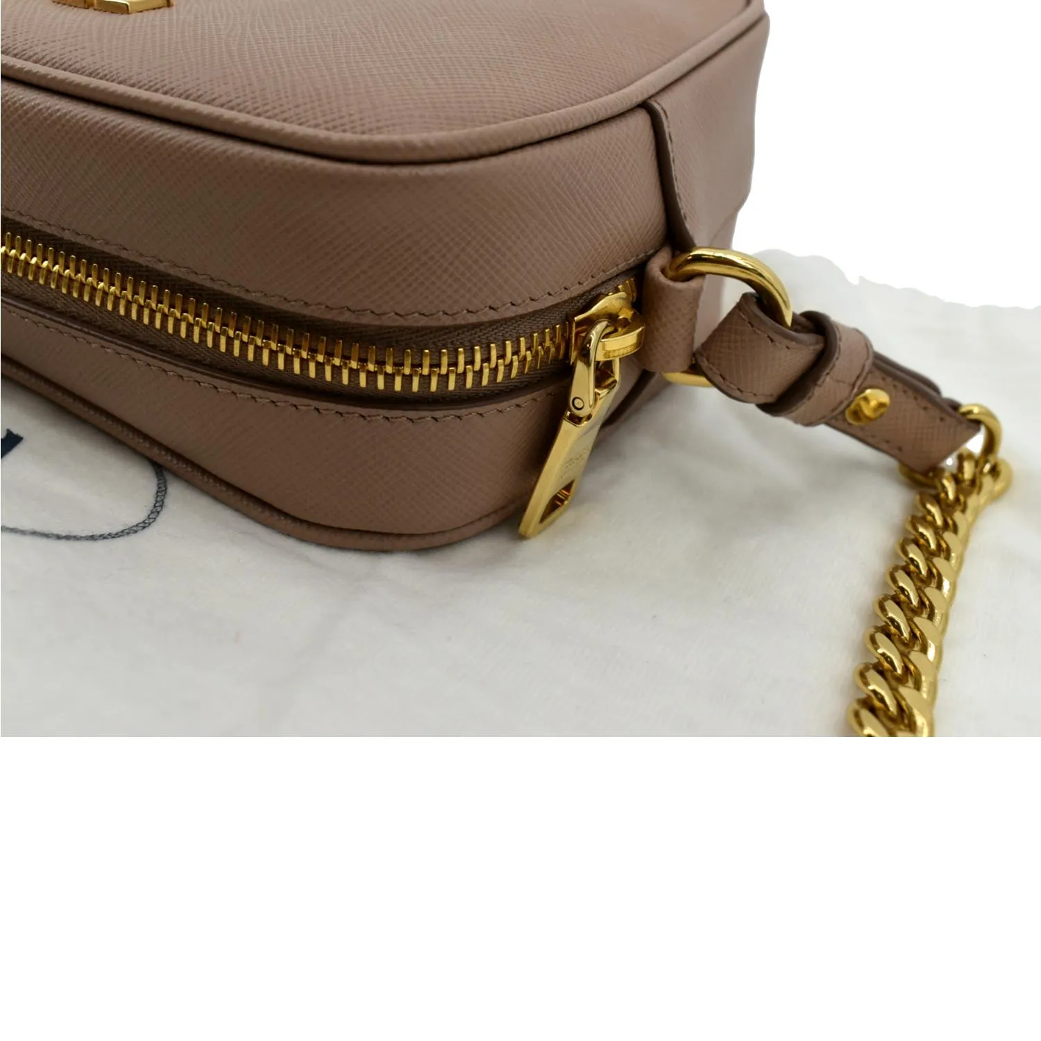 PRADA Small Saffiano Leather Camera Crossbody Bag Pink