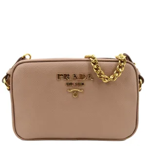 PRADA Small Saffiano Leather Camera Crossbody Bag Pink