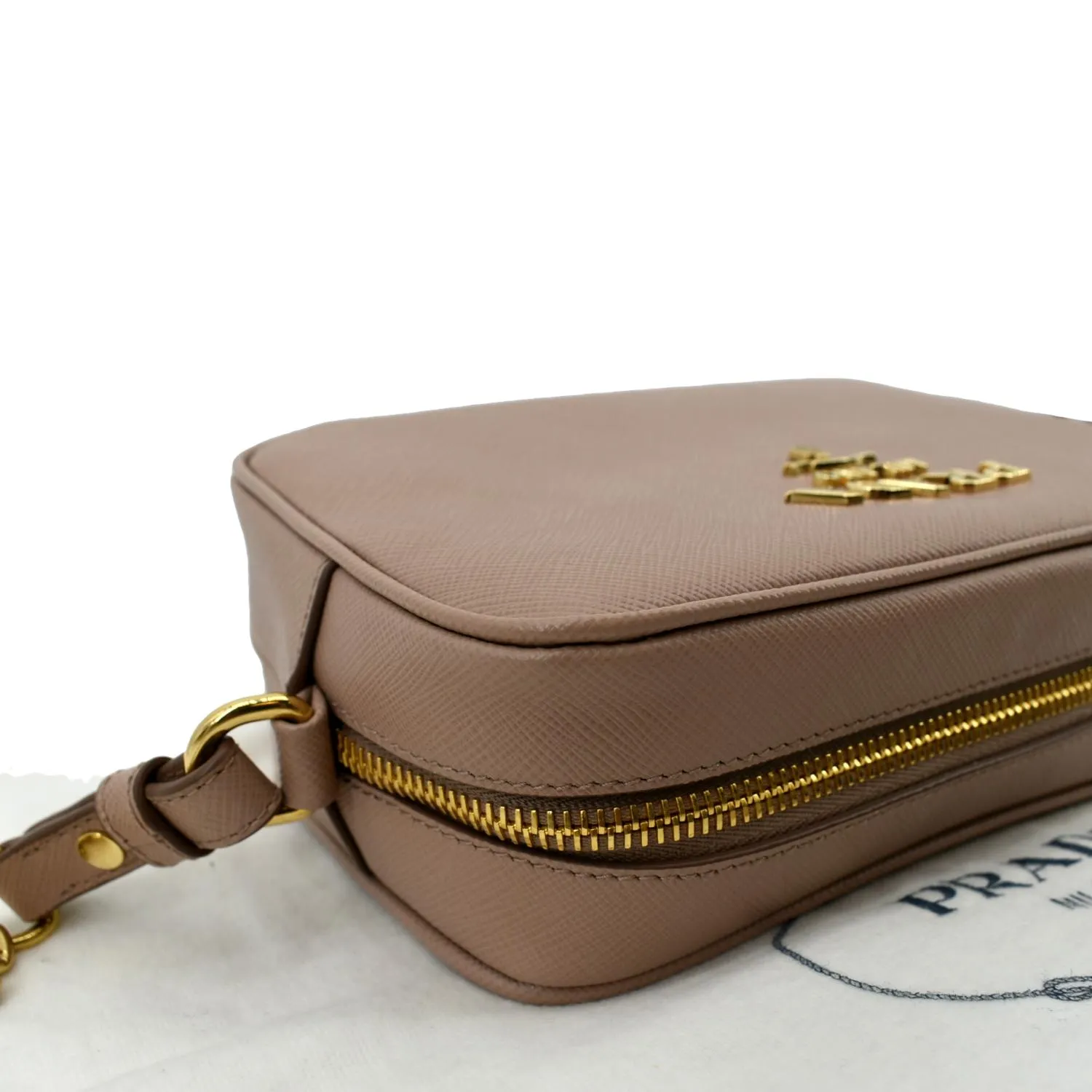 PRADA Small Saffiano Leather Camera Crossbody Bag Pink