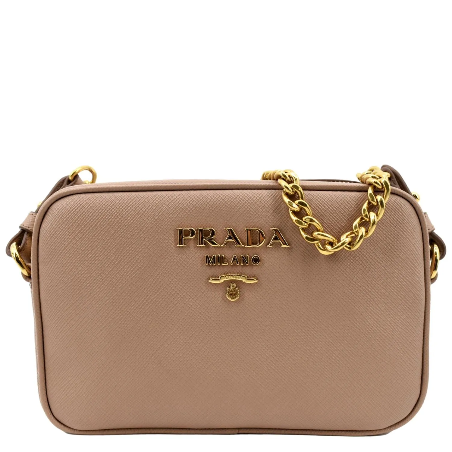 PRADA Small Saffiano Leather Camera Crossbody Bag Pink