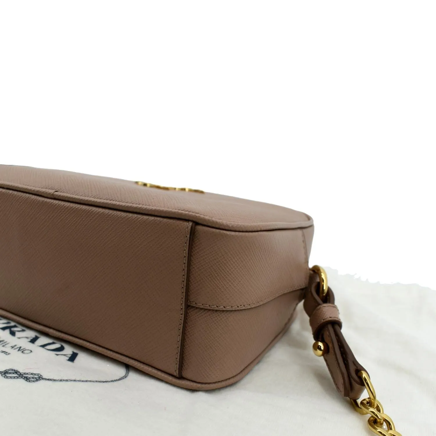 PRADA Small Saffiano Leather Camera Crossbody Bag Pink