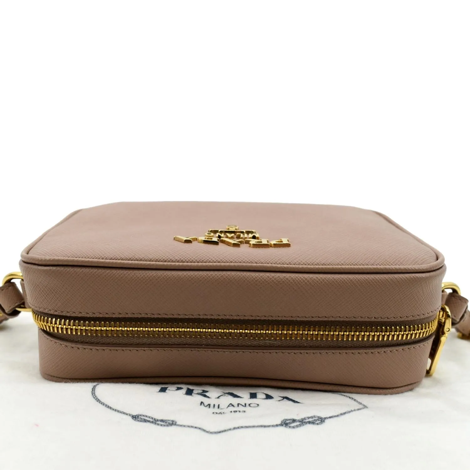 PRADA Small Saffiano Leather Camera Crossbody Bag Pink