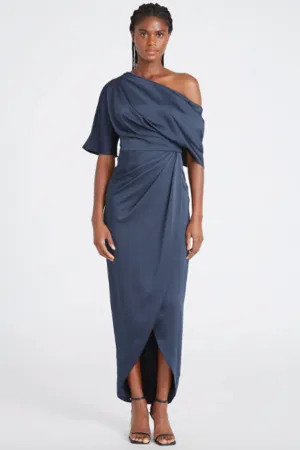 Rayna One Shoulder Draped Dress in Blue by Theia Couture - RENTAL