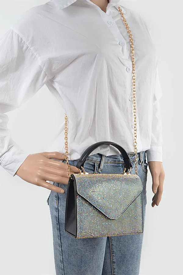 Rhinestone Single Handle Bag- Iridescent