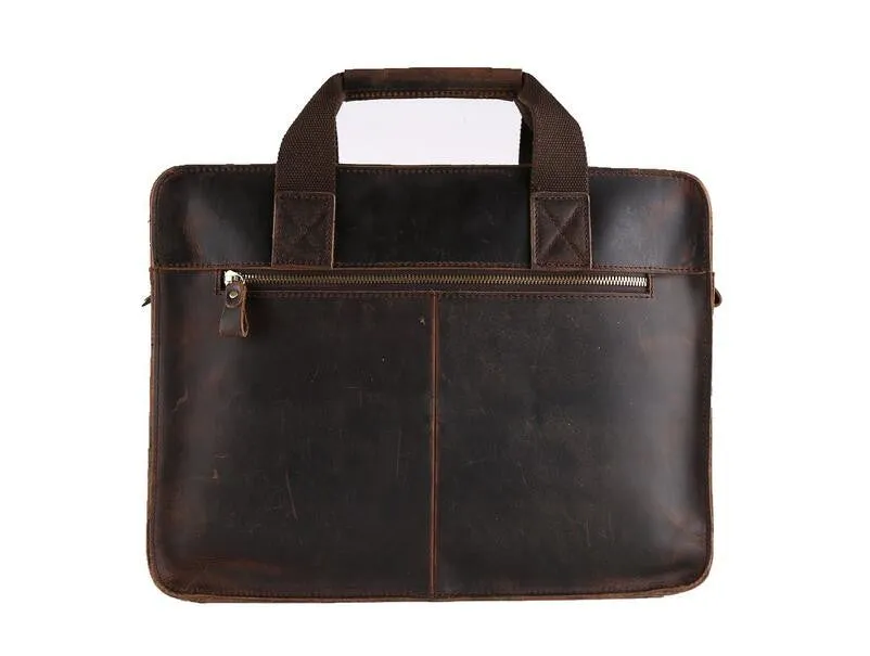 ROCKCOW Vintage Leather Laptop Bag 13" Messenger Handmade Briefcase Crossbody Shoulder Bag 6132