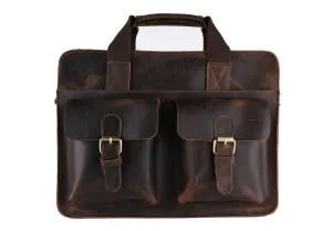 ROCKCOW Vintage Leather Laptop Bag 13" Messenger Handmade Briefcase Crossbody Shoulder Bag 6132