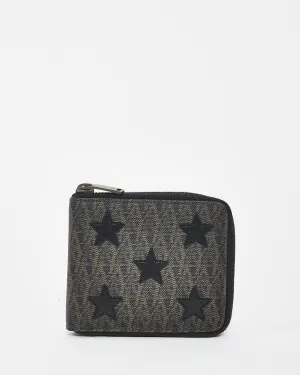 Saint Laurent Black & Brown Coated Canvas Rider California Star Compact Wallet