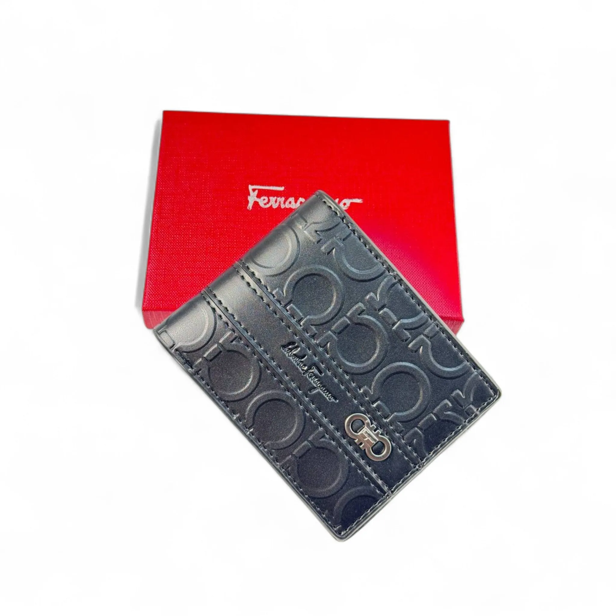 Salvatore Ferragamo Black Gancini Embossed Leather Wallet 🖤 – Timeless Elegance