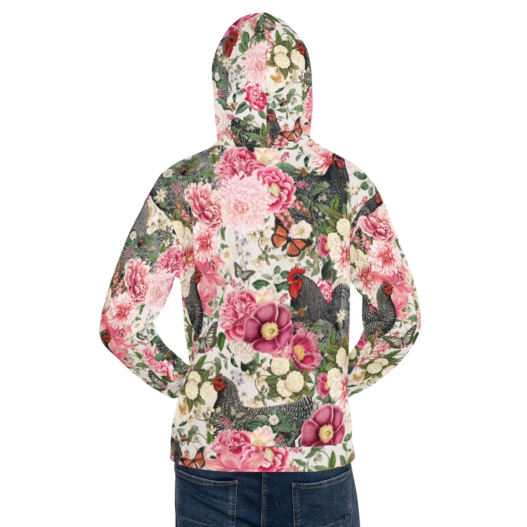 Secret Chicken Garden Hoodie, barred rock neutral