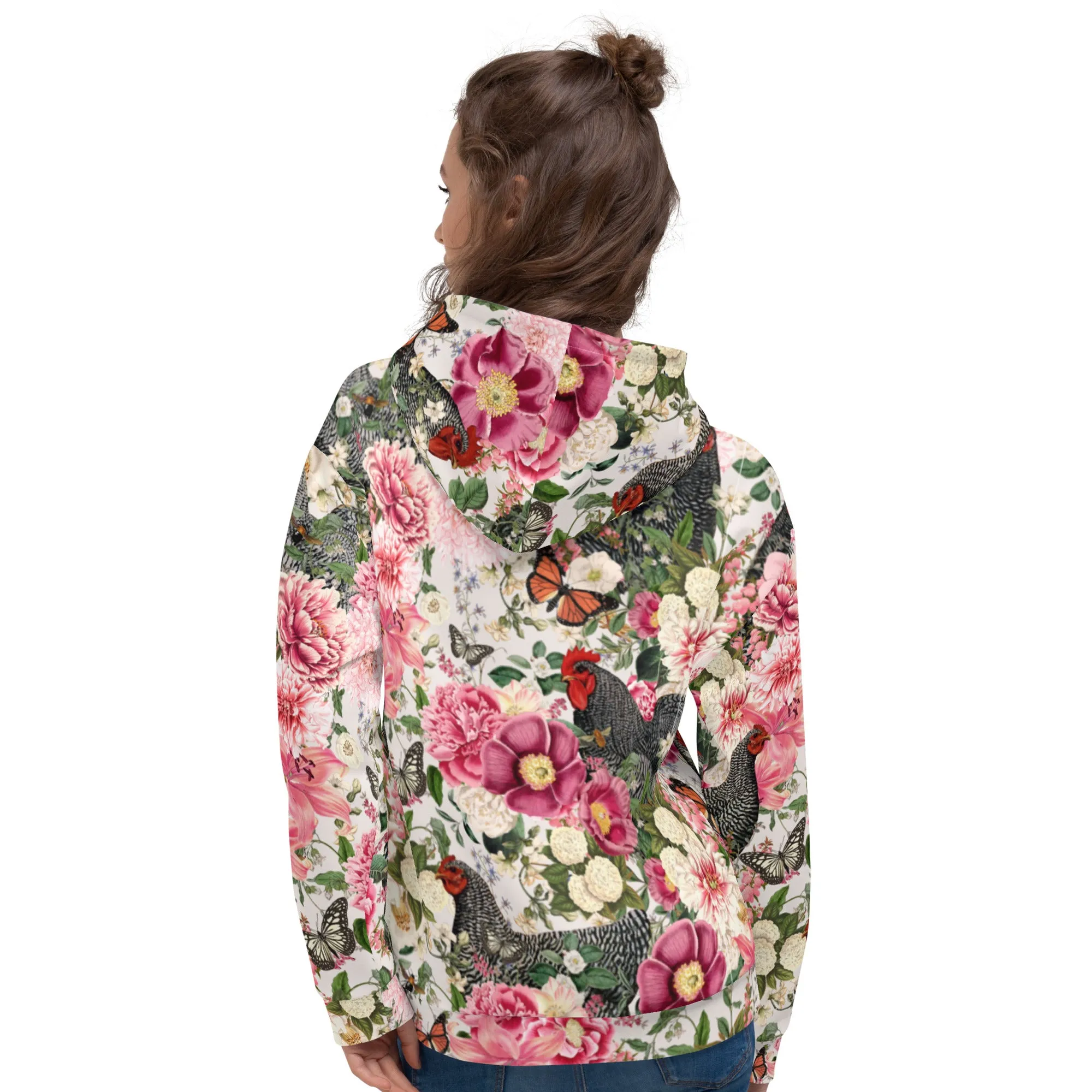 Secret Chicken Garden Hoodie, barred rock neutral