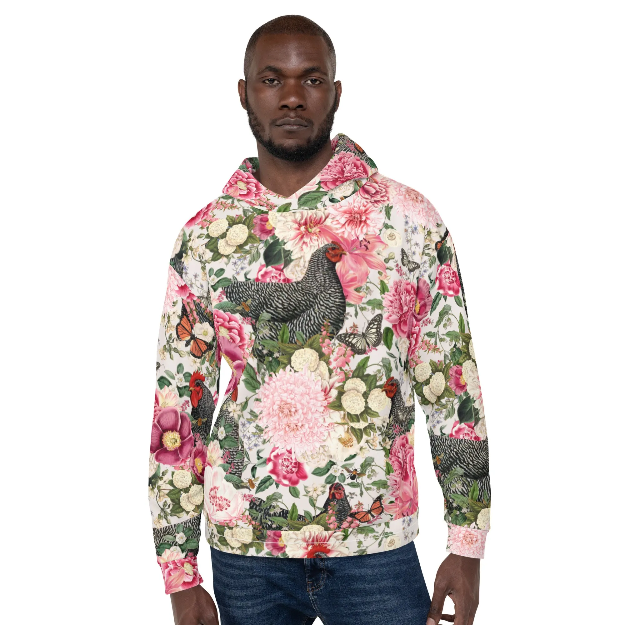 Secret Chicken Garden Hoodie, barred rock neutral