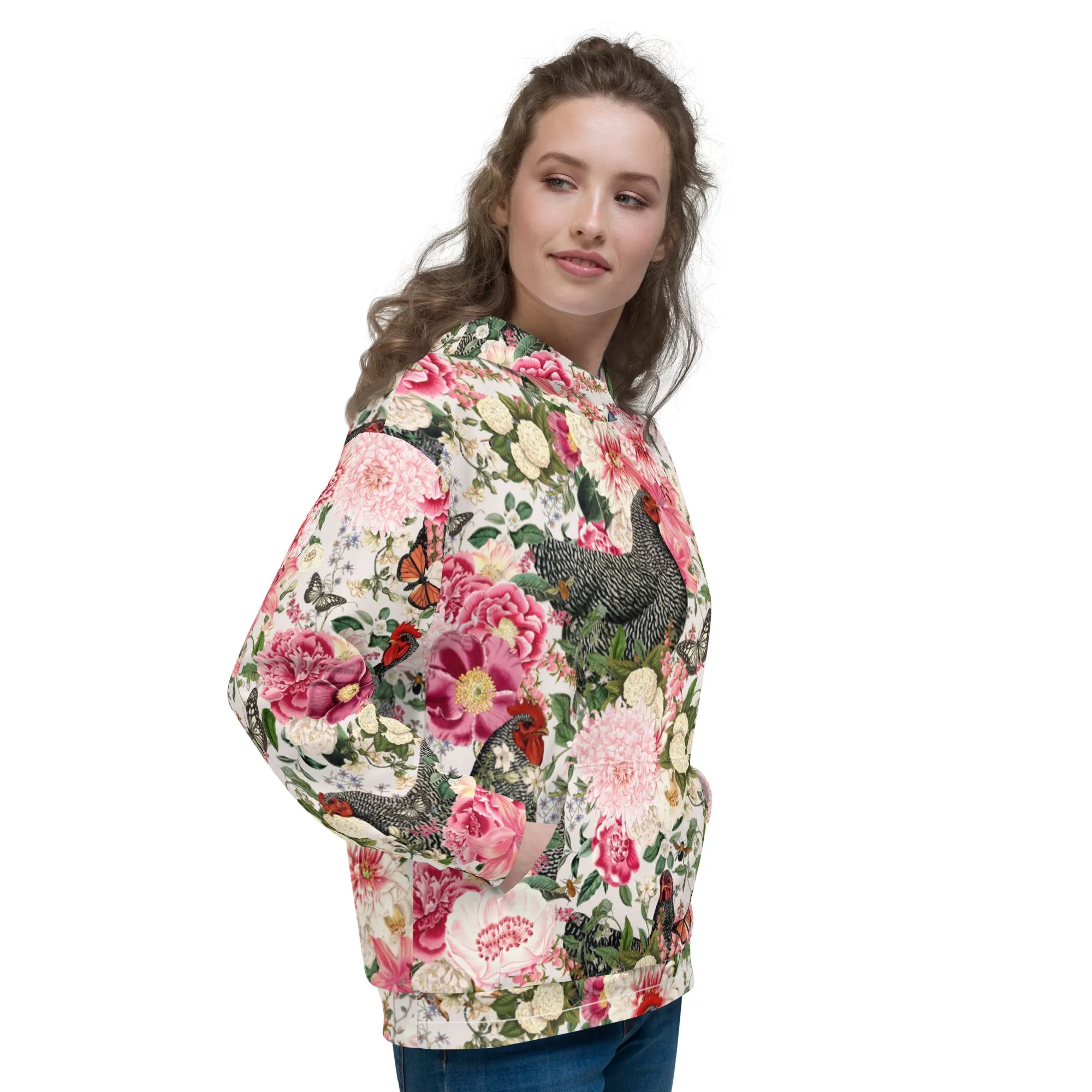 Secret Chicken Garden Hoodie, barred rock neutral