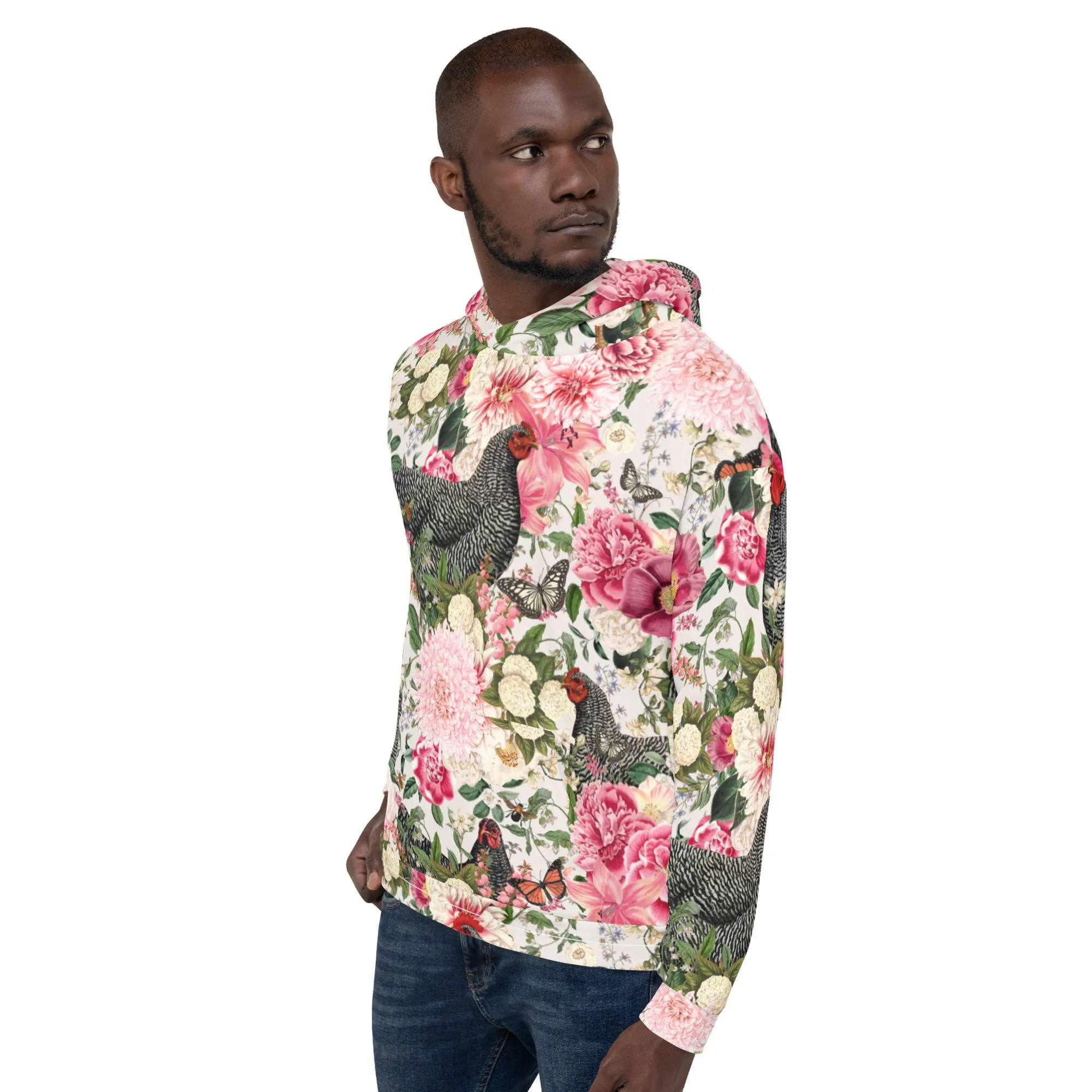 Secret Chicken Garden Hoodie, barred rock neutral