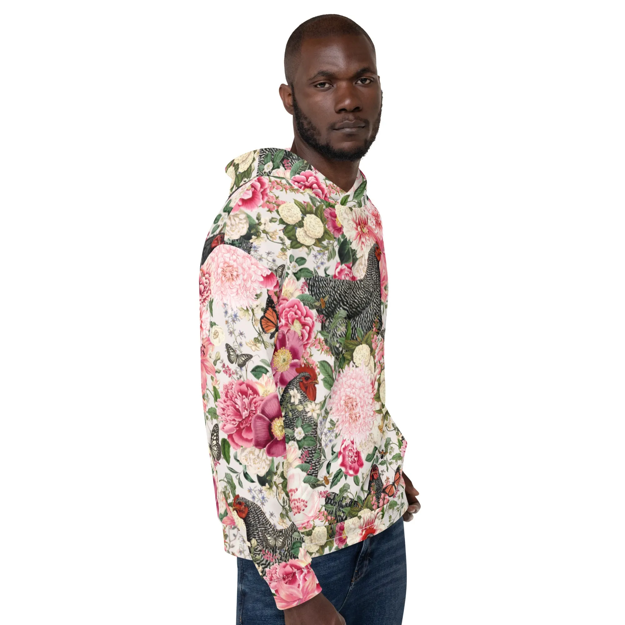 Secret Chicken Garden Hoodie, barred rock neutral
