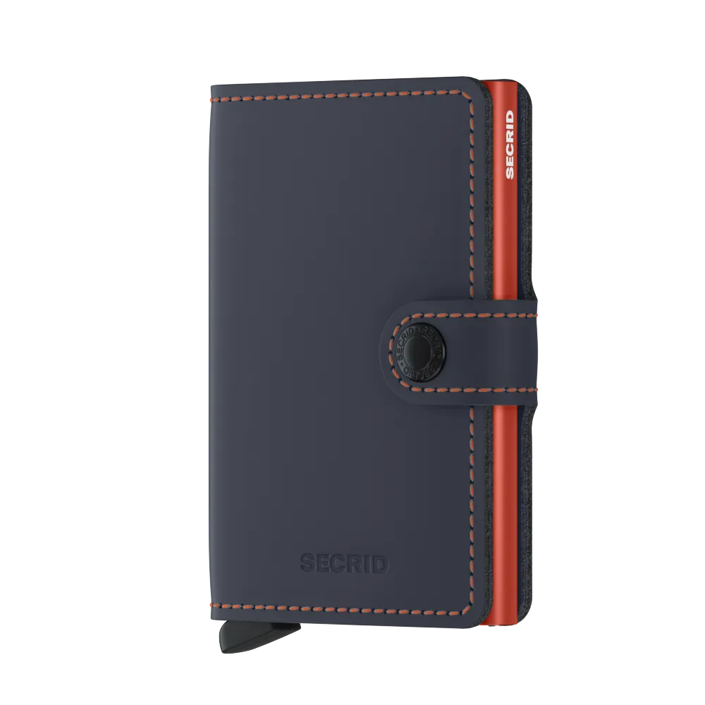 SECRID Miniwallet Leather - Matte Night Blue & Orange