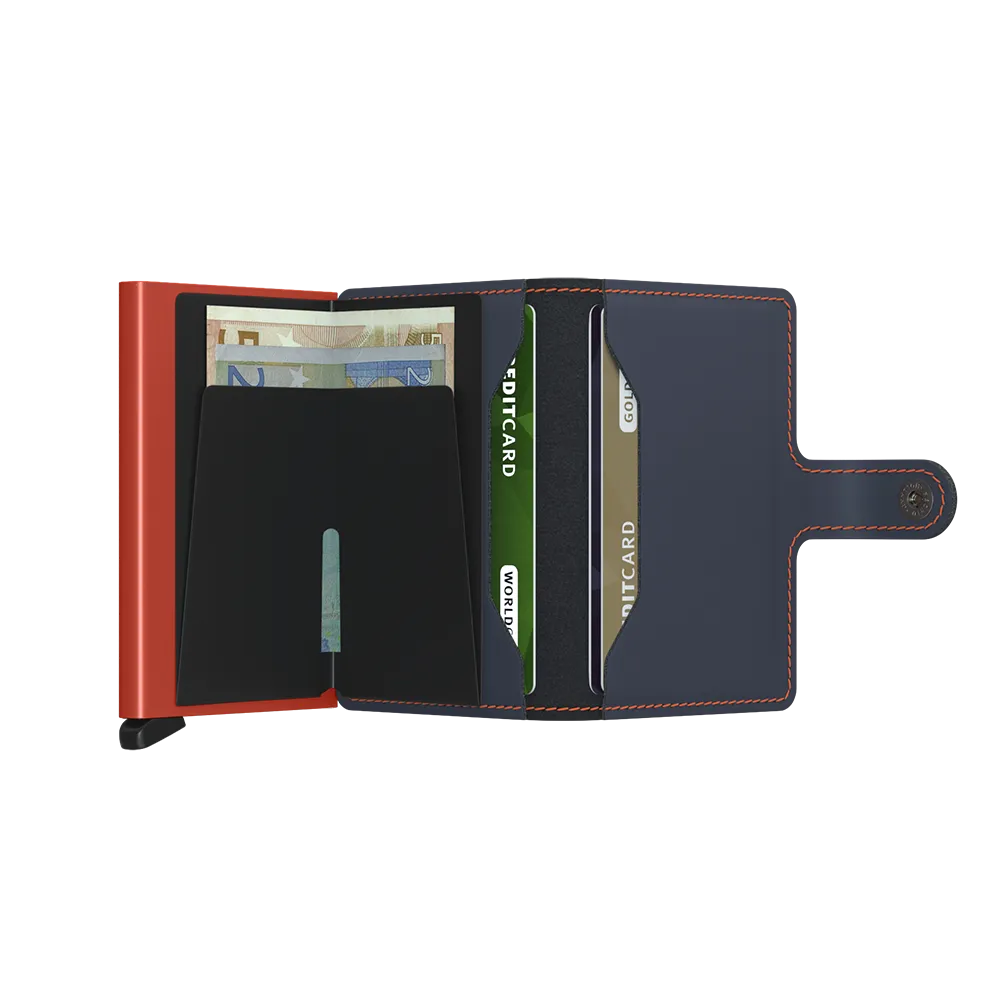 SECRID Miniwallet Leather - Matte Night Blue & Orange
