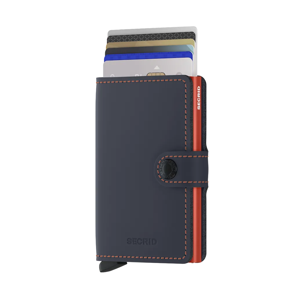 SECRID Miniwallet Leather - Matte Night Blue & Orange