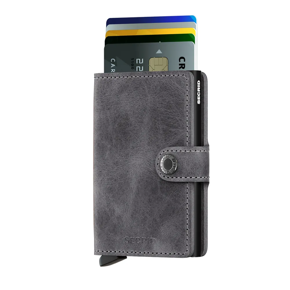 SECRID Miniwallet Leather - Vintage Grey-Black