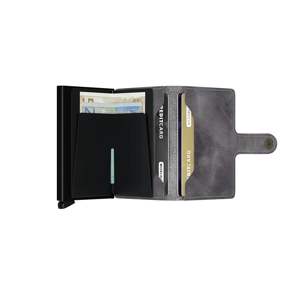 SECRID Miniwallet Leather - Vintage Grey-Black