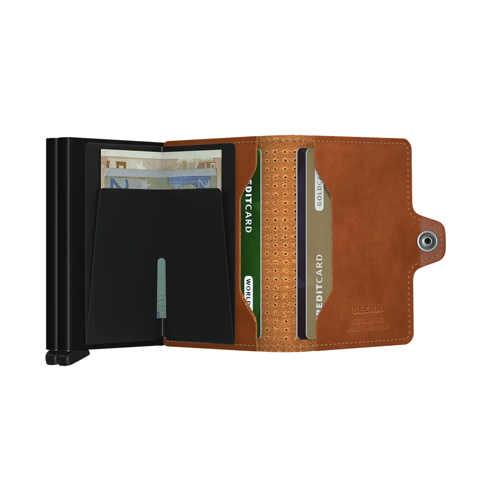 SECRID Twinwallet Leather - Perforated Cognac