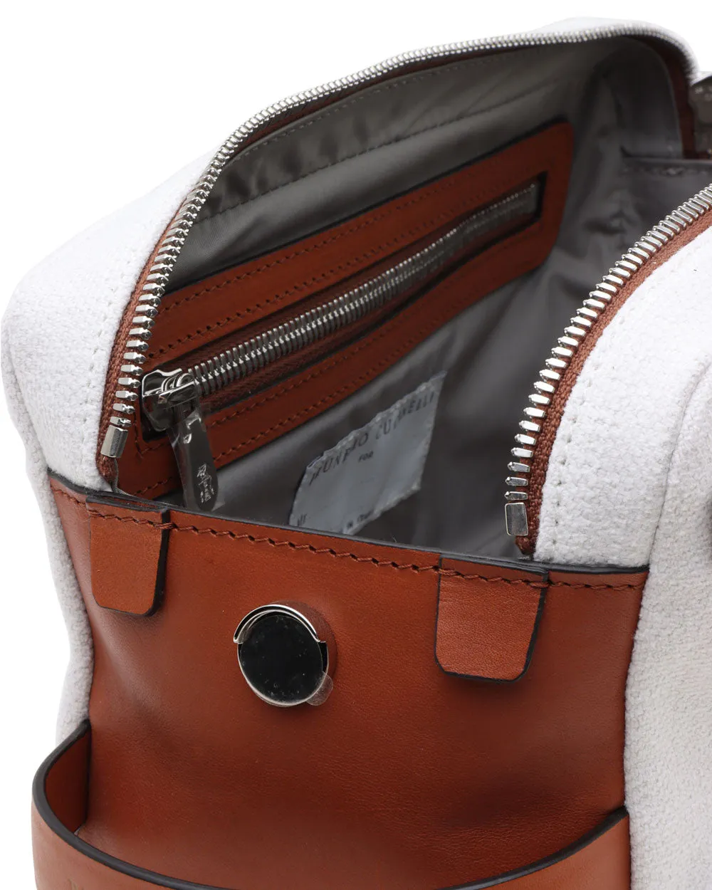Silver Birch and Cognac Canvas Dopp Kit