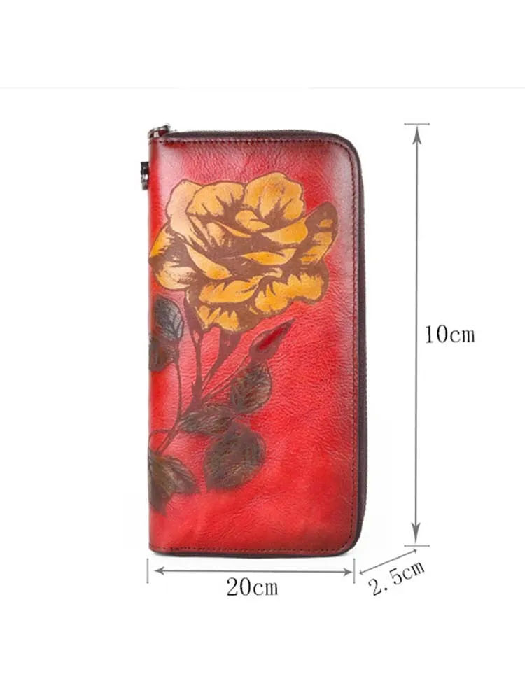 Single Rose Large Clutch Wallet Card Holder