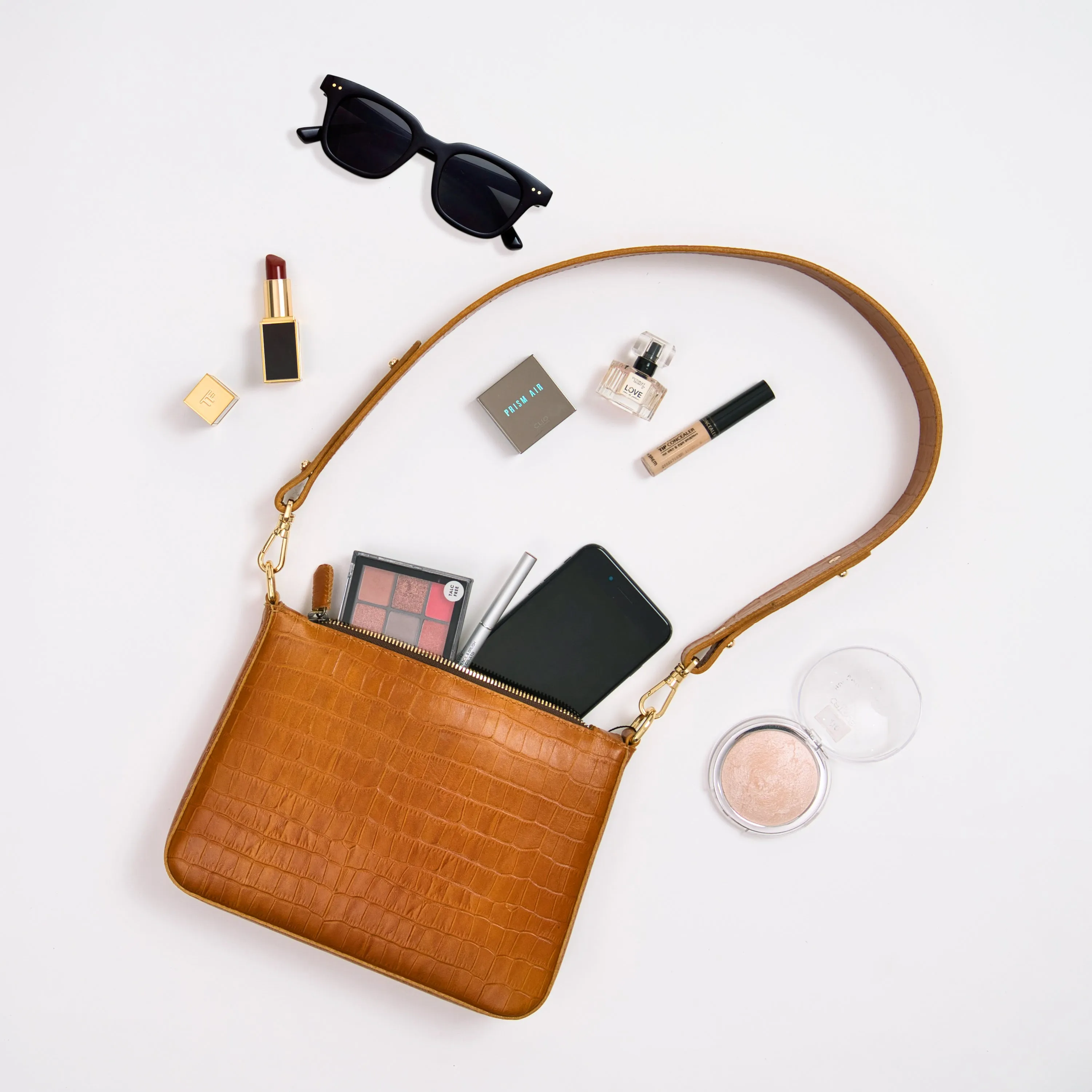 Small Leather Sling Bag - Brown