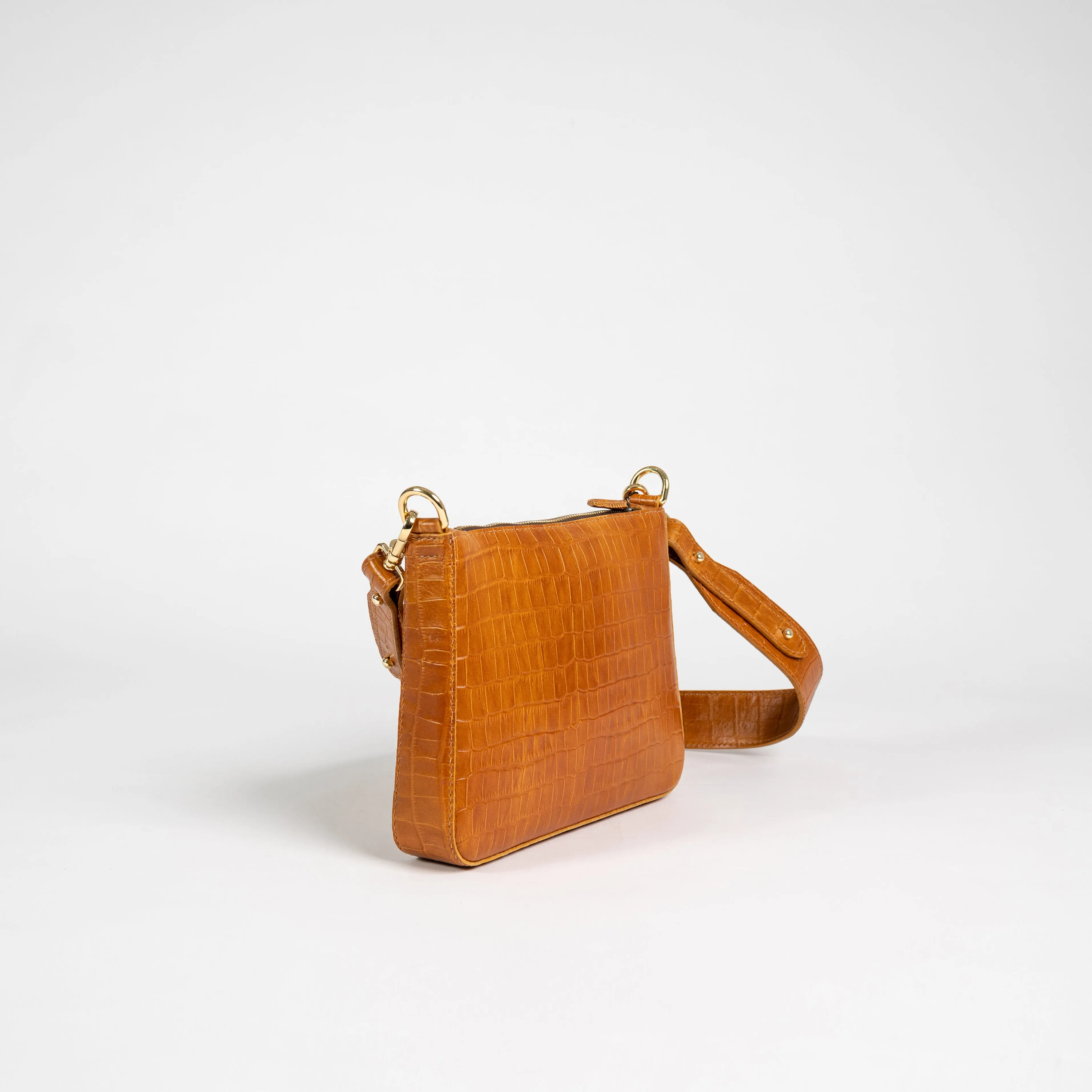 Small Leather Sling Bag - Brown