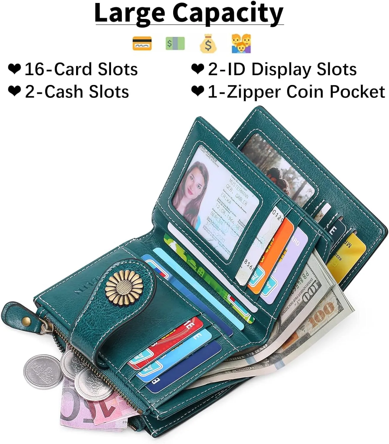 Small Wallets for women RFID Blocking Bifold Wallet