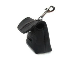 Stripe on Flap of Leather Poop Bag Holder