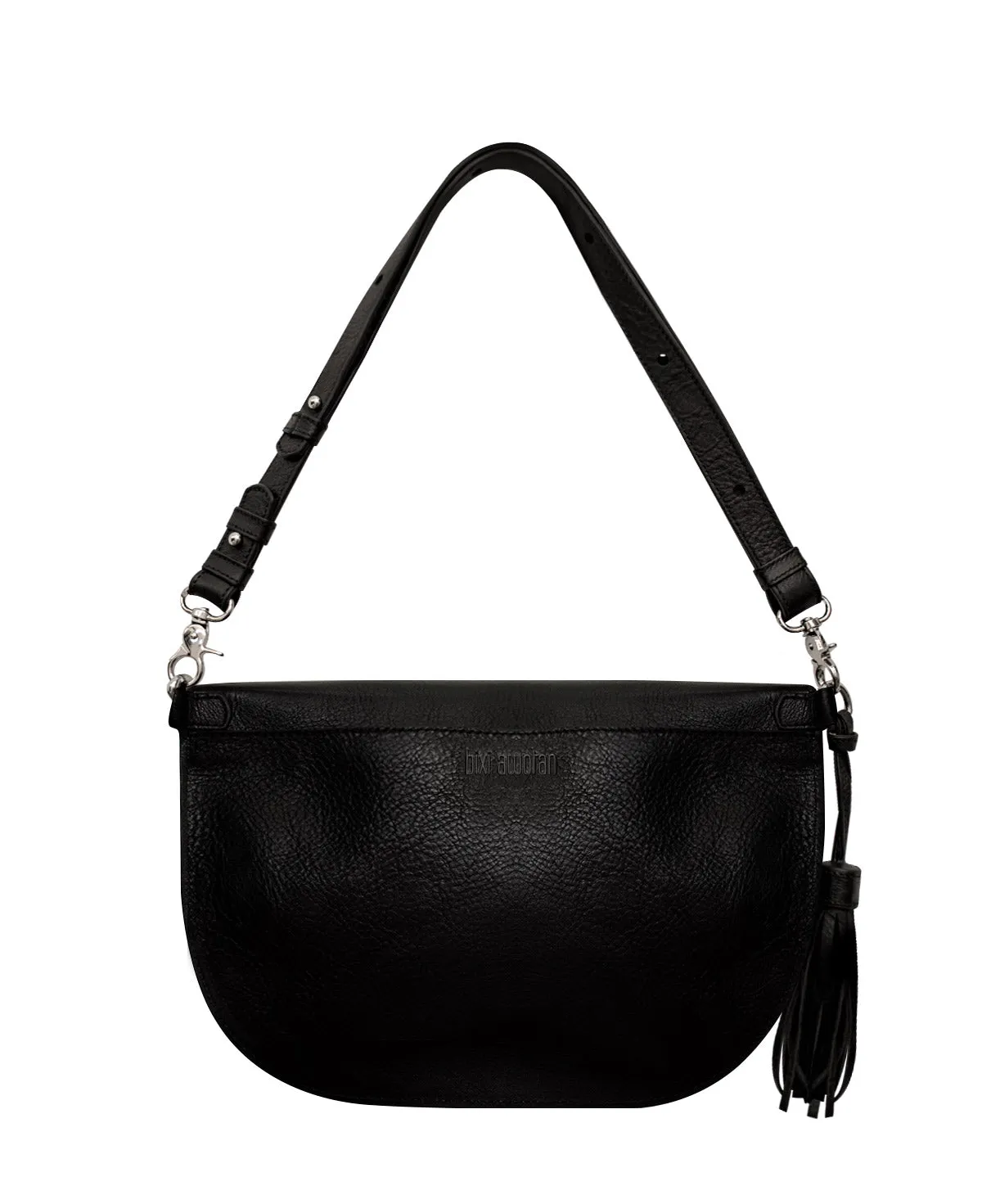 Studded Black Leather Large Crossbody Bag with Metallic Rivets - The CHER  Sling Bag