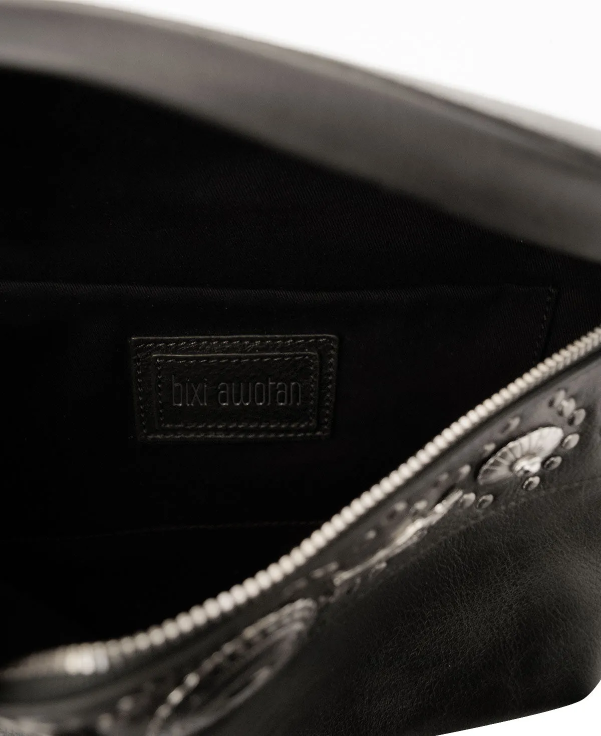 Studded Black Leather Large Crossbody Bag with Metallic Rivets - The CHER  Sling Bag