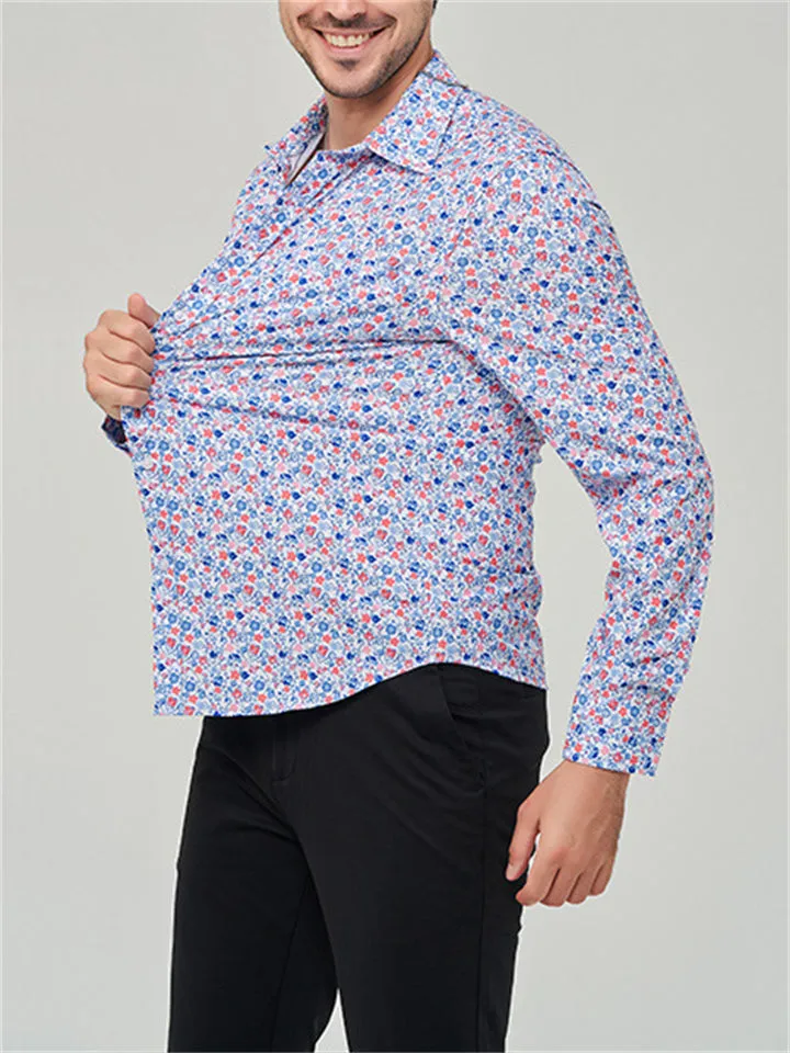 Stylish Printed Turn-down Collar Holiday Shirt for Male