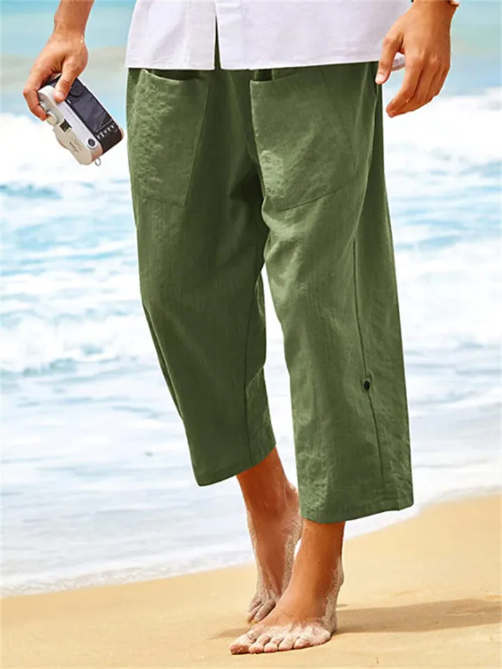 Sunny Beach Front Pocket Cropped Pants for Men