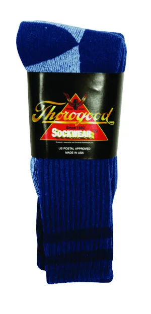 Thorogood 3-Pack Crew Socks Postal Blue with Navy Stripes