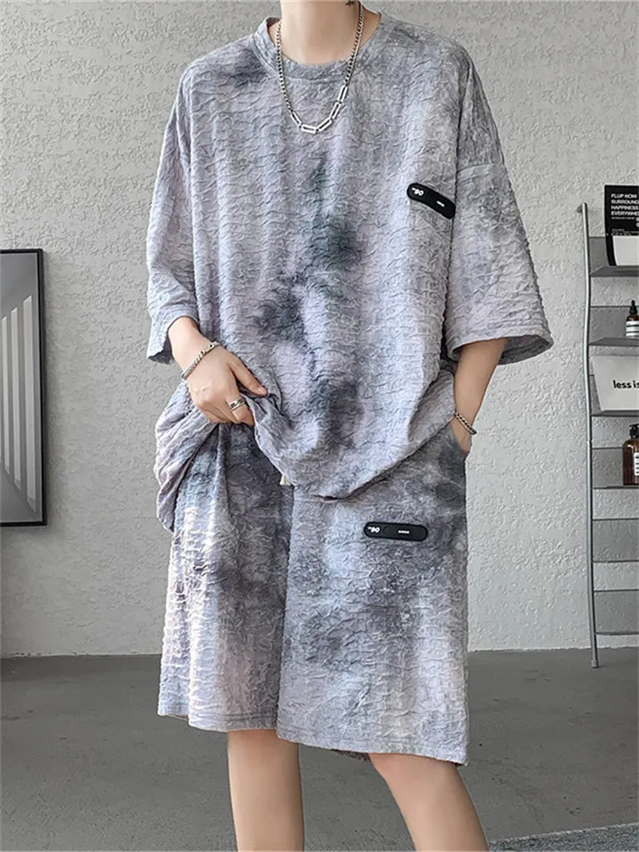 Tie-Dye Casual T-shirt Shorts Men's Sweat Suit