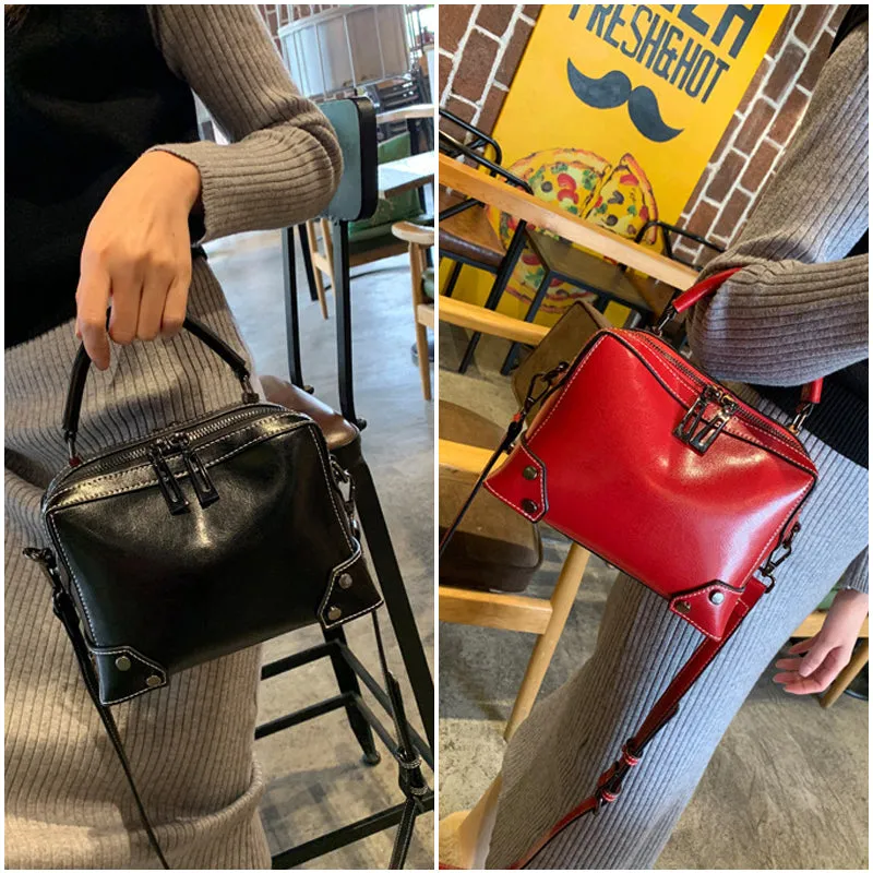 Top Grain Leather Crossbody Bag Women Natural Leather Shoulder Bag Vintage Style Leather Handbag Christmas Gift For Her SX6626